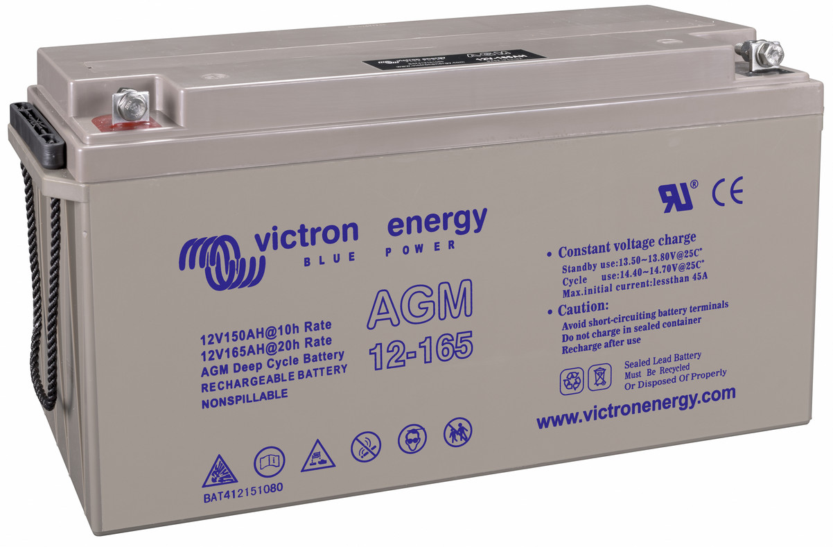 Victron 12V AGM deep cycle battery - 150 ah @ C10, 165 ah @ C20